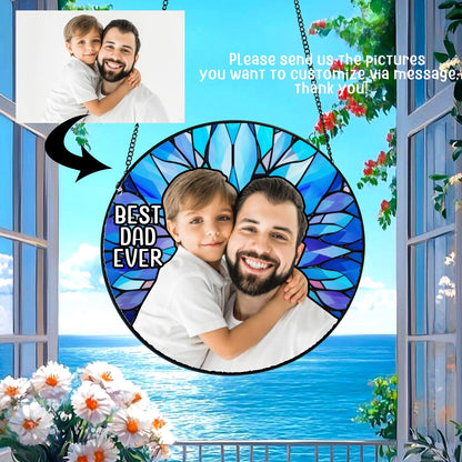 Personalized Dad Portrait Stained Glass Suncatcher Window Hangings, Father's Day Gifts, Grandpa Gifts, New Dad Gifts 2025, Gifts for Husband (Sun-151)