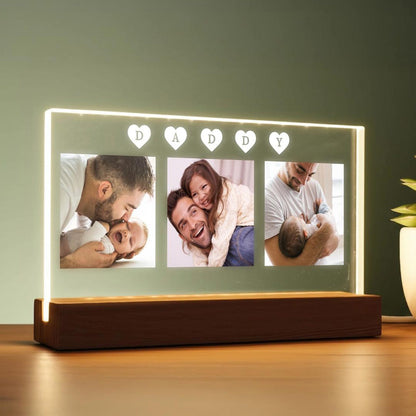 Custom Daddy Night Light with Photos, Personalized Dad Acrylic Lamp, Fathers Day Gift from Kids, First Time Dad Keepsake, Gift for Daddy (DNL-25)