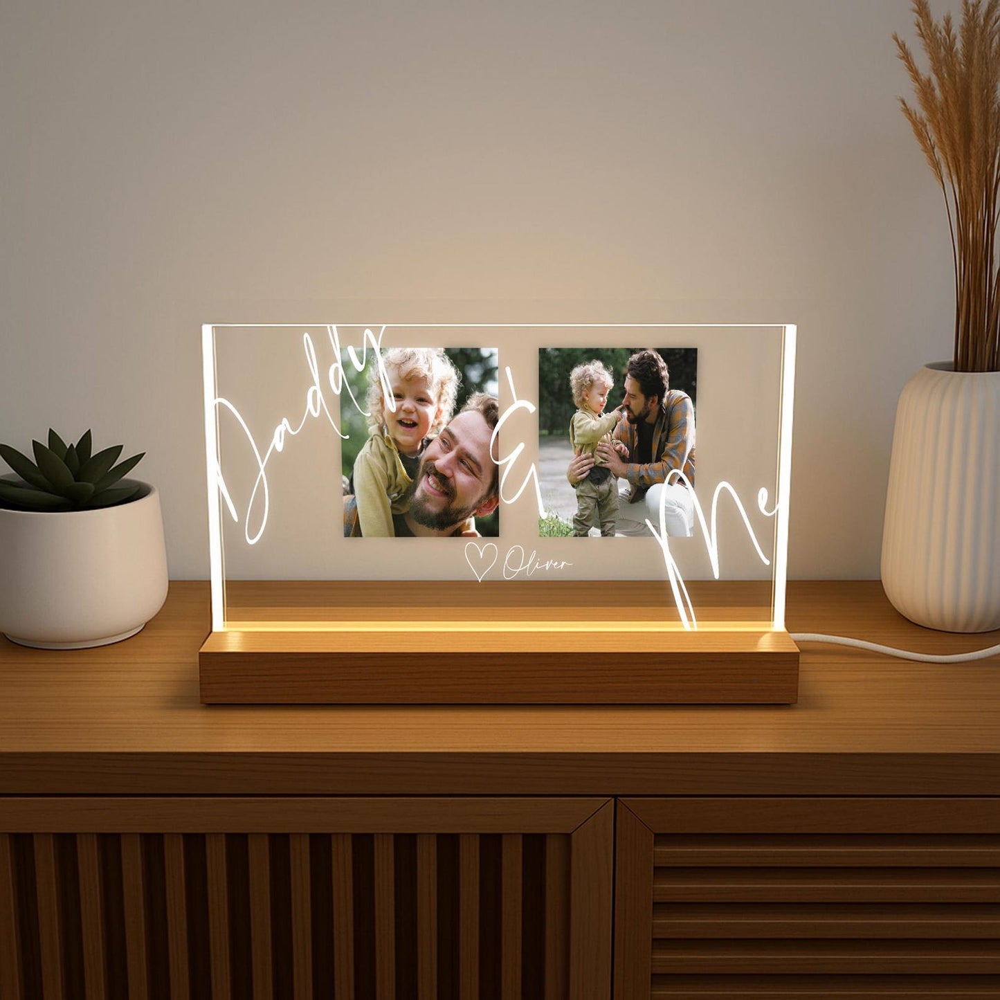 Custom Dad Night Light with Photos, Personalized Father’s Day Gift from Child, Gift for Husband, Papa Gift, Birthday Gift for Dad (DNL-23)
