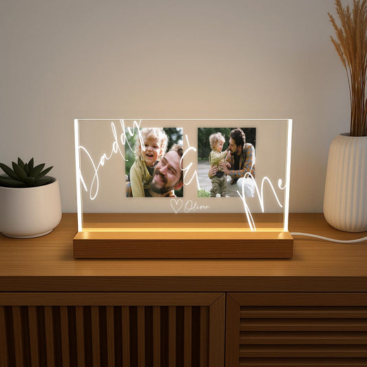 Custom Dad Night Light with Photos, Personalized Father’s Day Gift from Child, Gift for Husband, Papa Gift, Birthday Gift for Dad (DNL-23)