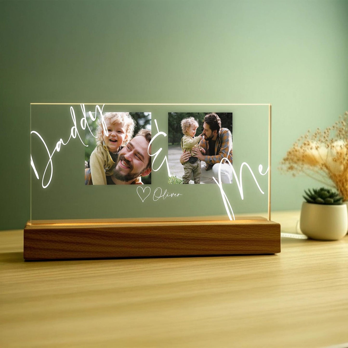 Custom Dad Night Light with Photos, Personalized Father’s Day Gift from Child, Gift for Husband, Papa Gift, Birthday Gift for Dad (DNL-23)