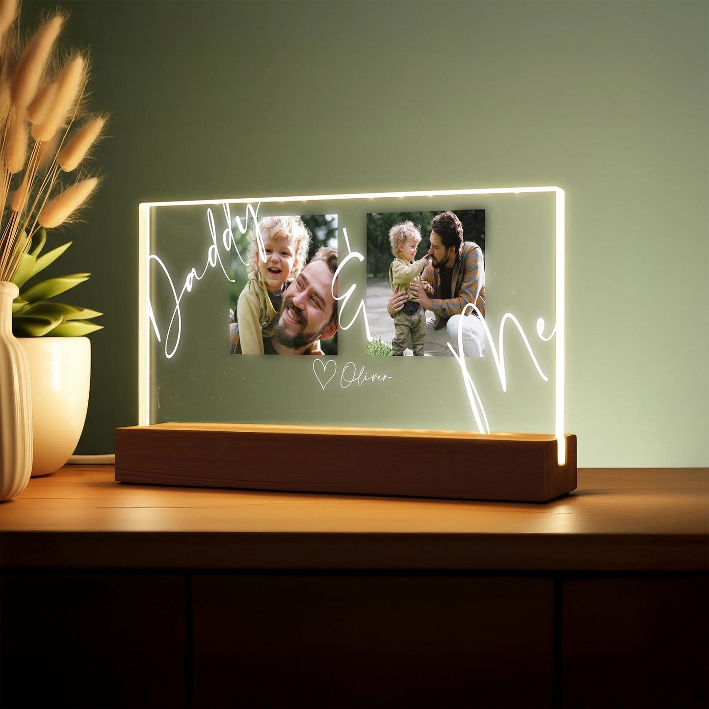 Custom Dad Night Light with Photos, Personalized Father’s Day Gift from Child, Gift for Husband, Papa Gift, Birthday Gift for Dad (DNL-23)