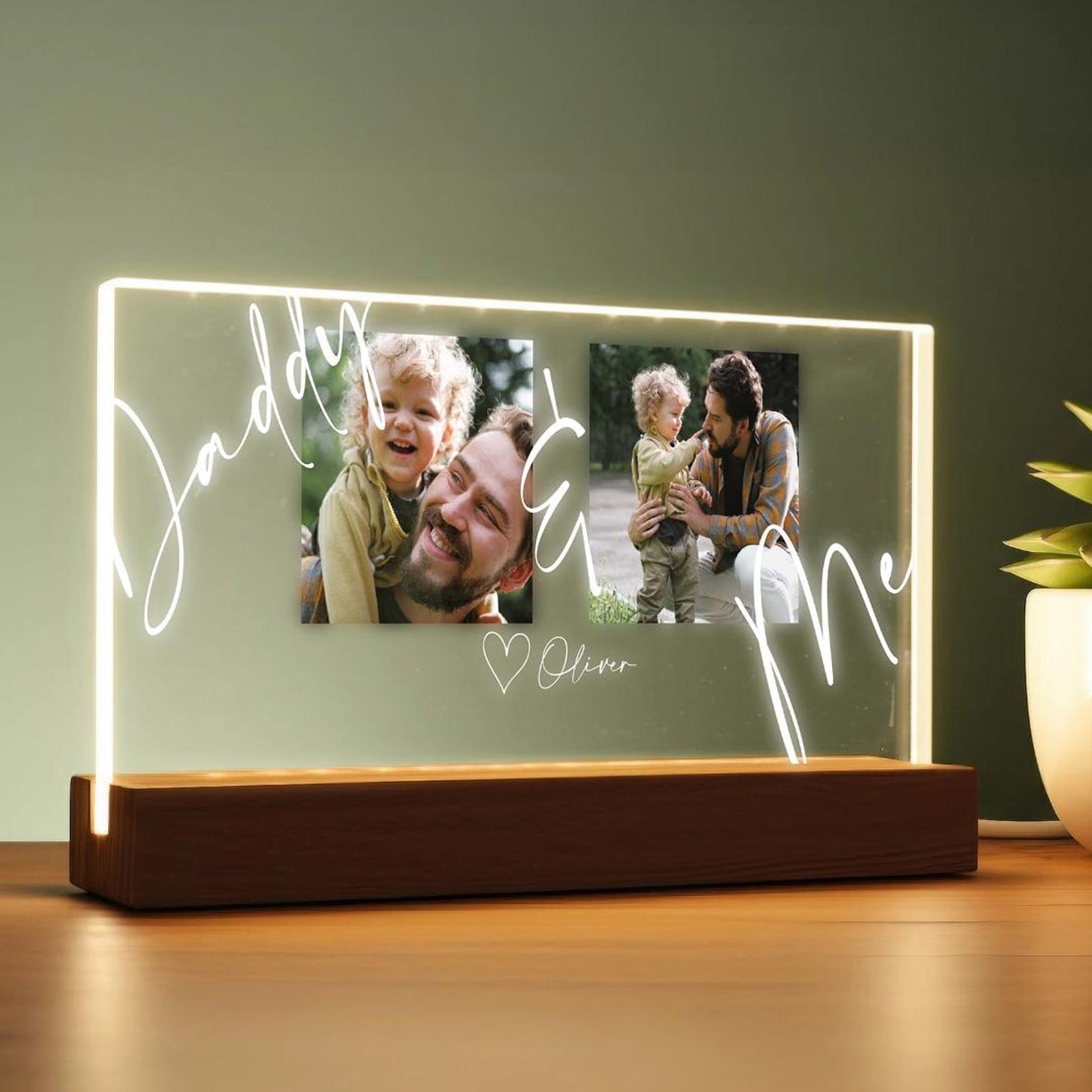 Custom Dad Night Light with Photos, Personalized Father’s Day Gift from Child, Gift for Husband, Papa Gift, Birthday Gift for Dad (DNL-23)