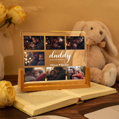 Custom Dad Photo Night Light Plaque, Family Photos with Kids Names Led Light, Fathers Day Gift, Dad Birthday Gift (DNL-35)