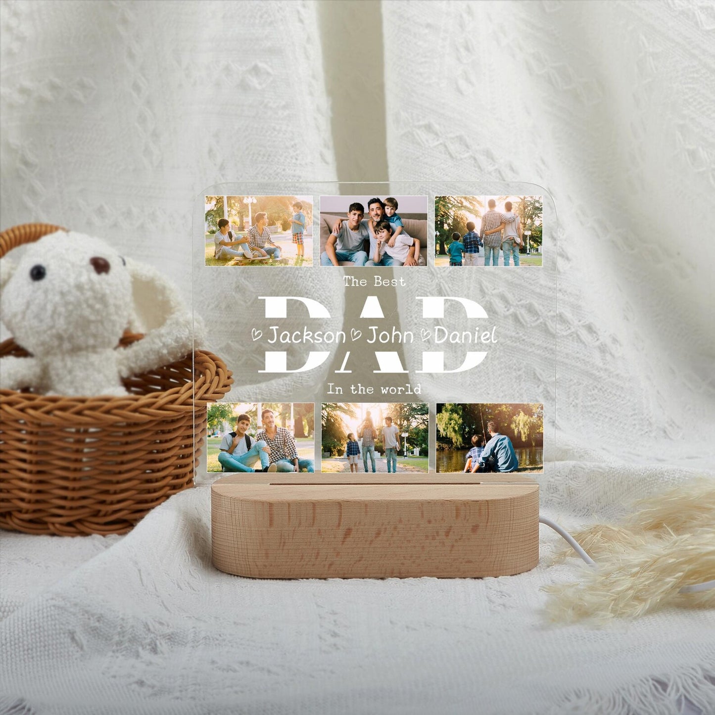 Personalized Dad Night Light, Gift for Dad,Best Dad Ever, Fathers Day Gift from Kids, Personalized Gift, Bedroom Night Light, Dad Birthday Gift (DNL-36)