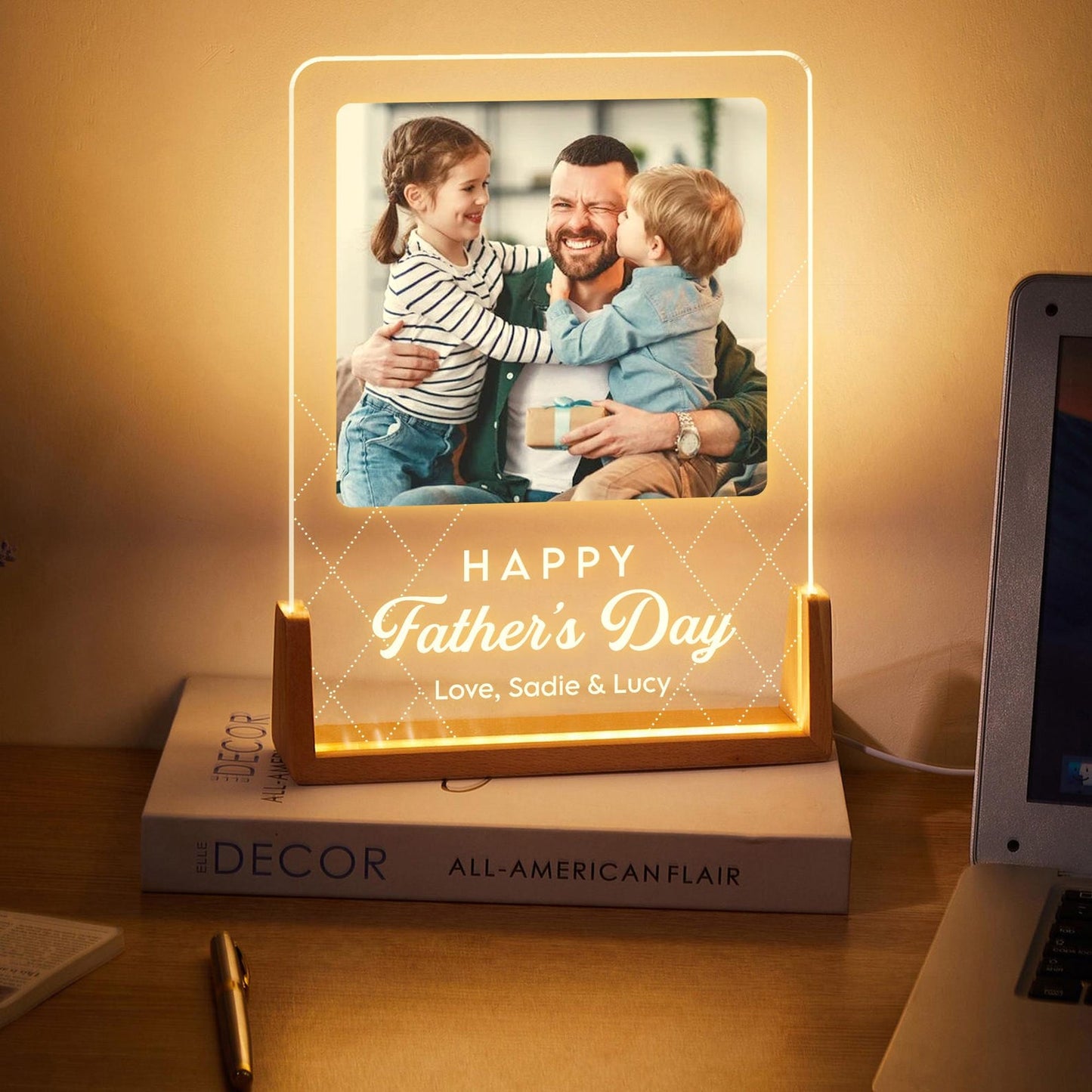 Personalized Dad  Night Light, Best Dad Gift From Kid, LED Light Gift for Dad, Bedroom Night Light,Gift For Husband (DNL-33)