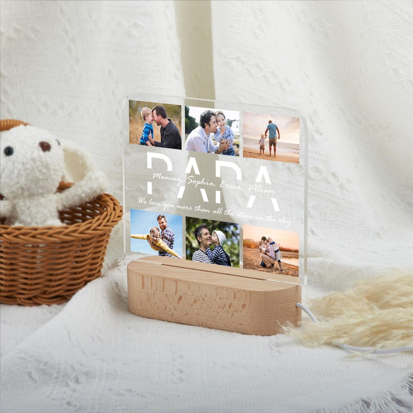 Custom Dad Night Light, Personalized Dad Photo Collage Night Light, Father's Day Gift from Kids, Gift for Dad,Best Dad Gift, Gift For Husband (DNL-34)
