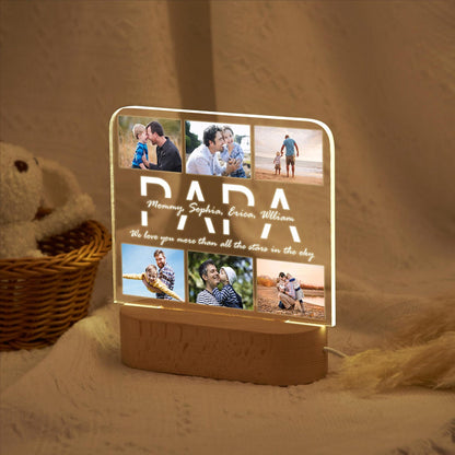 Custom Dad Night Light, Personalized Dad Photo Collage Night Light, Father's Day Gift from Kids, Gift for Dad,Best Dad Gift, Gift For Husband (DNL-34)