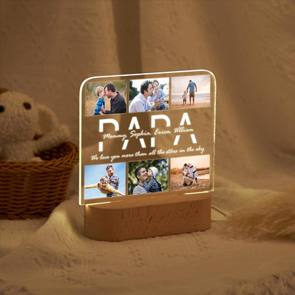 Custom Dad Night Light, Personalized Dad Photo Collage Night Light, Father's Day Gift from Kids, Gift for Dad,Best Dad Gift, Gift For Husband (DNL-34)