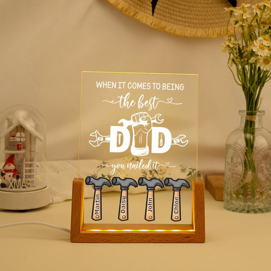 Best Dad Night Light, Funny Gift for the Woodworking Dad, Gift for Daddy Grandpa Papa, Acrylic LED Nightlight (DNL-45)