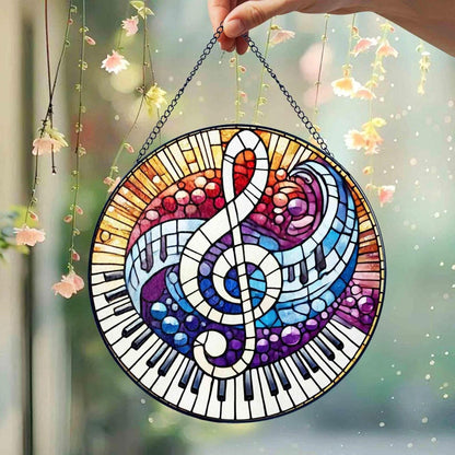 Custom Music Teacher Stained Glass Suncatcher, Teacher Music Gift From Student, Back To School, Teacher Gift, Windown Hanging Classroom Gift (Sun-164)