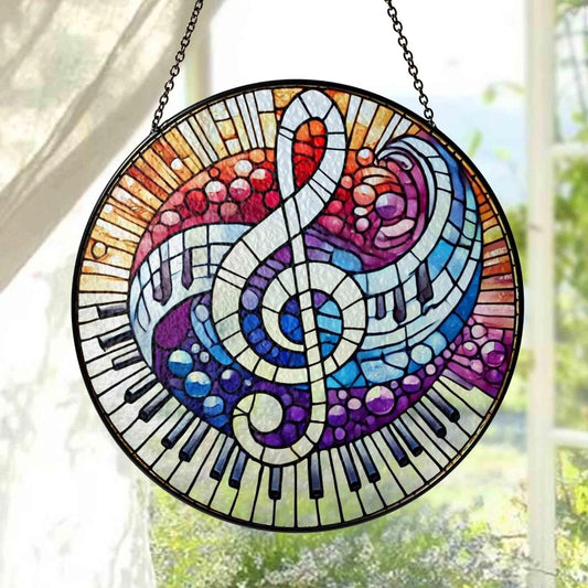 Custom Music Teacher Stained Glass Suncatcher, Teacher Music Gift From Student, Back To School, Teacher Gift, Windown Hanging Classroom Gift (Sun-164)