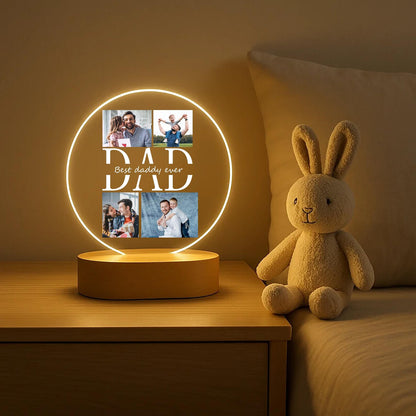 Personalized Dad Night Light With Photos, Custom Father’s Day Gift From Kids, Best Daddy Ever Gift, Father Birthday Gift (DNL-22)