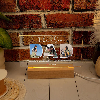 Personalized Dad Night Light with Photo, Custom Acrylic Lamp Featuring Dad and Child, Father’s Day Gift from Daughter, Birthday or Papa Gift Idea (DNL-05)