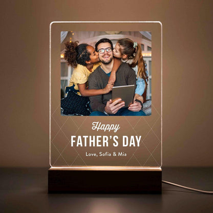 Personalized Dad Night Light Photo, Custom Gift for Dad from Kids, Baby or Family, First Memento for Father's Day (DNL-26)