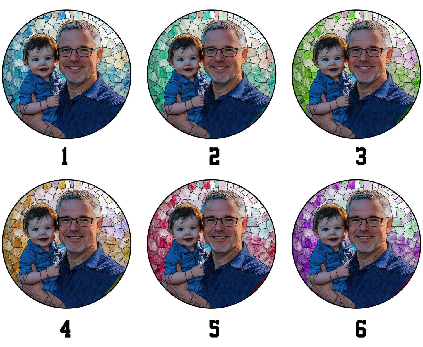 Personalized Grandpa Stained Glass Suncatcher, Father Portrait Photo Suncatcher, New Dad Gift, Gift for Grandpa, Father Day Gift For Dad (Sun-149)
