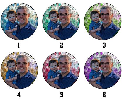 Personalized Grandpa Stained Glass Suncatcher, Father Portrait Photo Suncatcher, New Dad Gift, Gift for Grandpa, Father Day Gift For Dad (Sun-149)