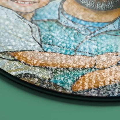 Personalized Dad And Kids Portrait Faux Glass Suncatcher, Custom Portrait From Photo Window Hanging, Father's Day Gift For Daddy, Birthday Dad (Sun-129)