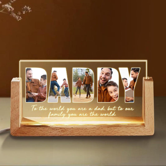 Custom Dad Night Light, LED Photo Lamp for Father’s Day, Personalized Keepsake Gift for Dad from Son or Daughter, Great for Birthday Too  (DNL-07)