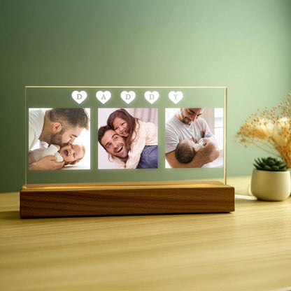 Custom Daddy Night Light with Photos, Personalized Dad Acrylic Lamp, Fathers Day Gift from Kids, First Time Dad Keepsake, Gift for Daddy (DNL-25)