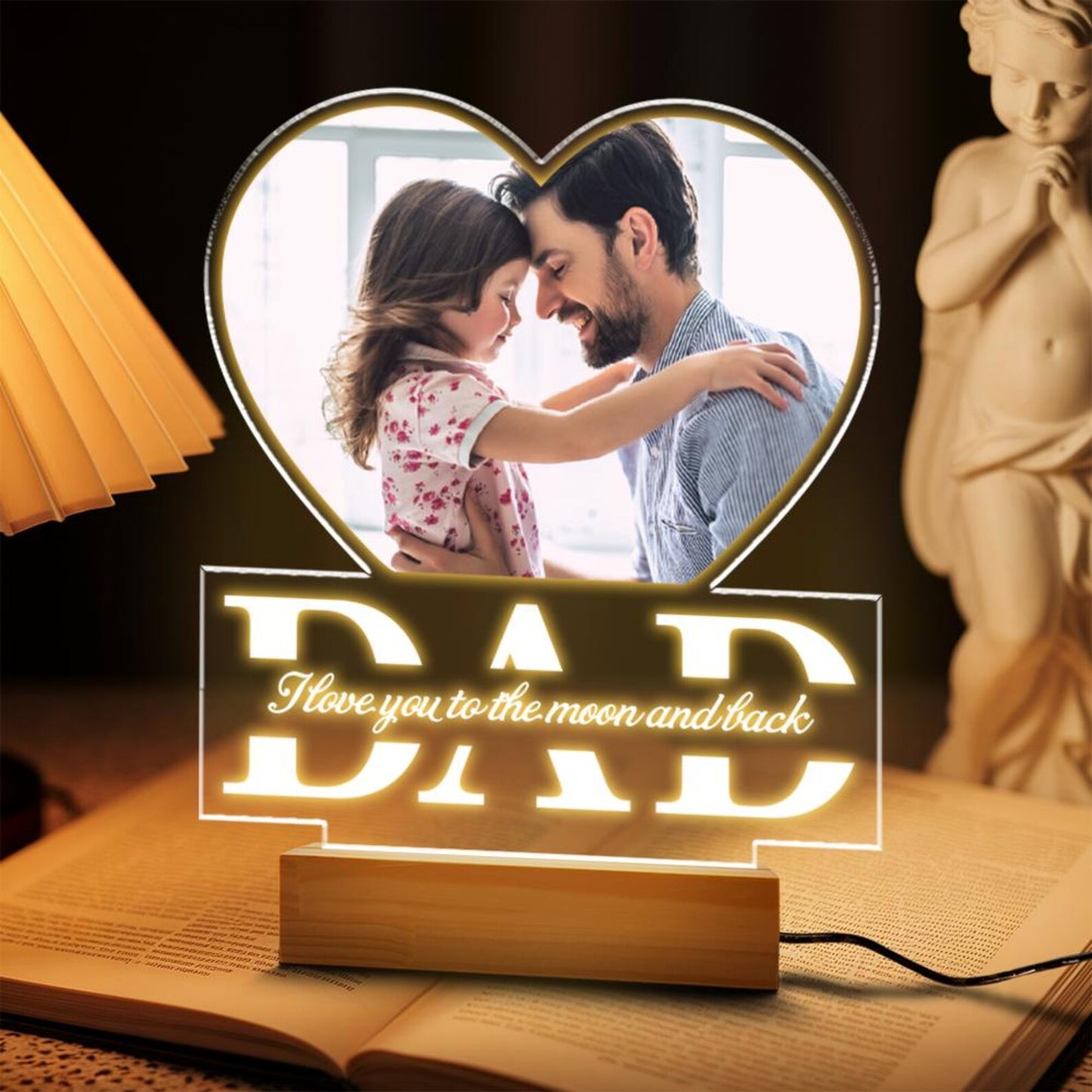 Custom Photo Dad Night Light, Personalized LED Acrylic Gift for Dad, Father's Day or Birthday Gift from Kids (DNL-27)