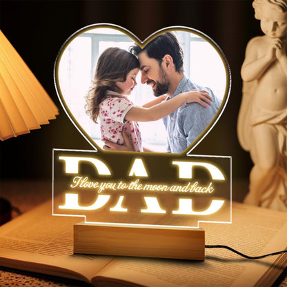 Custom Photo Dad Night Light, Personalized LED Acrylic Gift for Dad, Father's Day or Birthday Gift from Kids (DNL-27)
