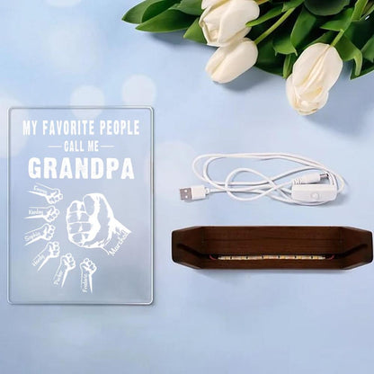 Custom My Favorite People Dad Night Light, LED Acrylic Lamp with Kids’ Names, Gift for Grandpa or Father, Perfect for Father’s Day or Birthday (DNL-17)