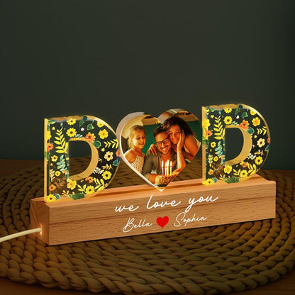 Custom Dad Night Light with Kids Name, Personalized Father Photo 3D LED Night Light, Gifts for Dad, Father’s Day Gifts, Gifts from Daughter (DNL-38)