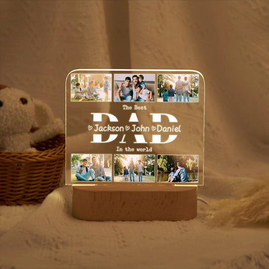 Personalized Dad Night Light, Gift for Dad,Best Dad Ever, Fathers Day Gift from Kids, Personalized Gift, Bedroom Night Light, Dad Birthday Gift (DNL-36)