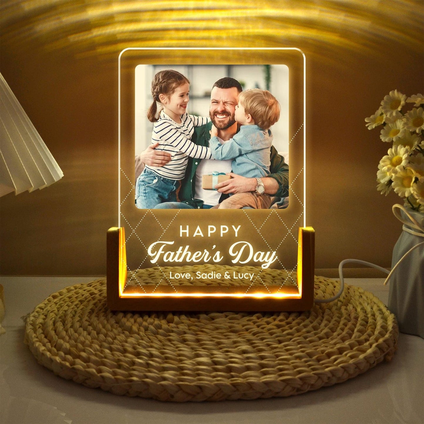 Personalized Dad  Night Light, Best Dad Gift From Kid, LED Light Gift for Dad, Bedroom Night Light,Gift For Husband (DNL-33)