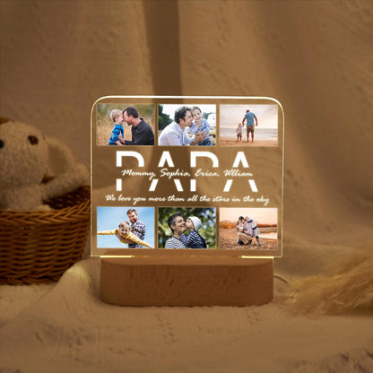 Custom Dad Night Light, Personalized Dad Photo Collage Night Light, Father's Day Gift from Kids, Gift for Dad,Best Dad Gift, Gift For Husband (DNL-34)