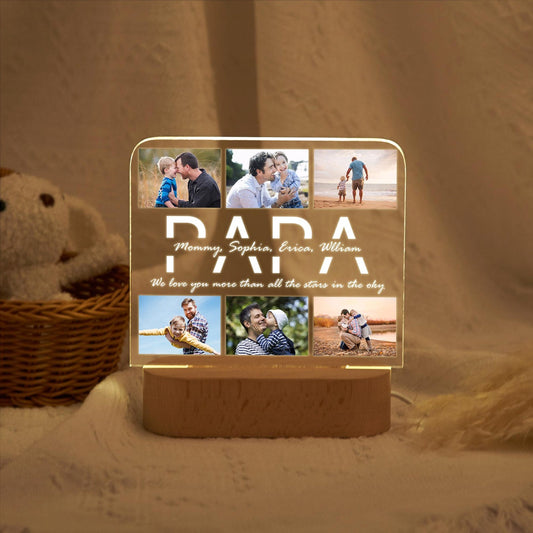 Custom Dad Night Light, Personalized Dad Photo Collage Night Light, Father's Day Gift from Kids, Gift for Dad,Best Dad Gift, Gift For Husband (DNL-34)
