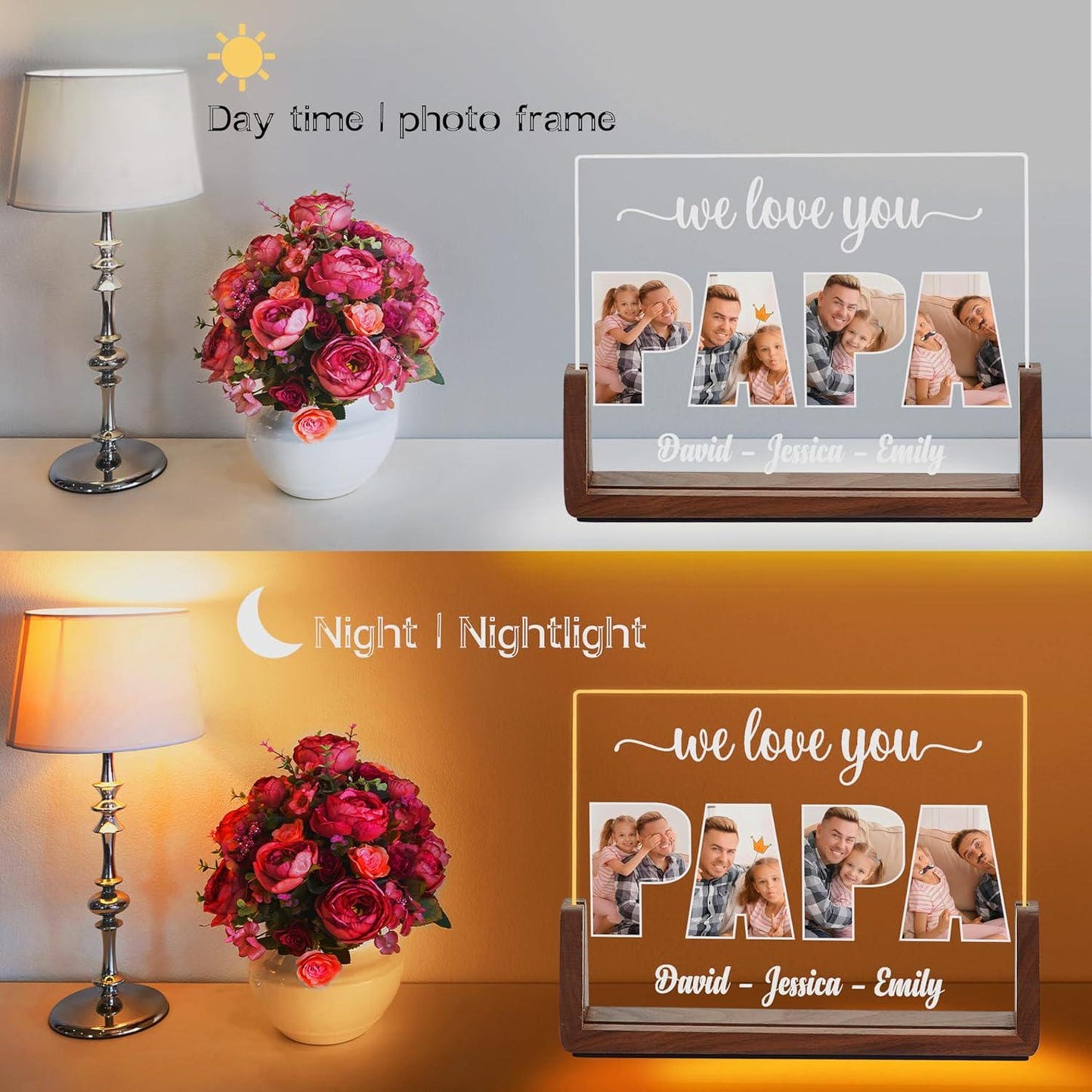 Personalized Dad Night Light, Custom Dad Photo Gift, Father's Day Gift, Gifts for Dad, Best Dad Ever Gifts, Gifts For Husband (DNL-40)