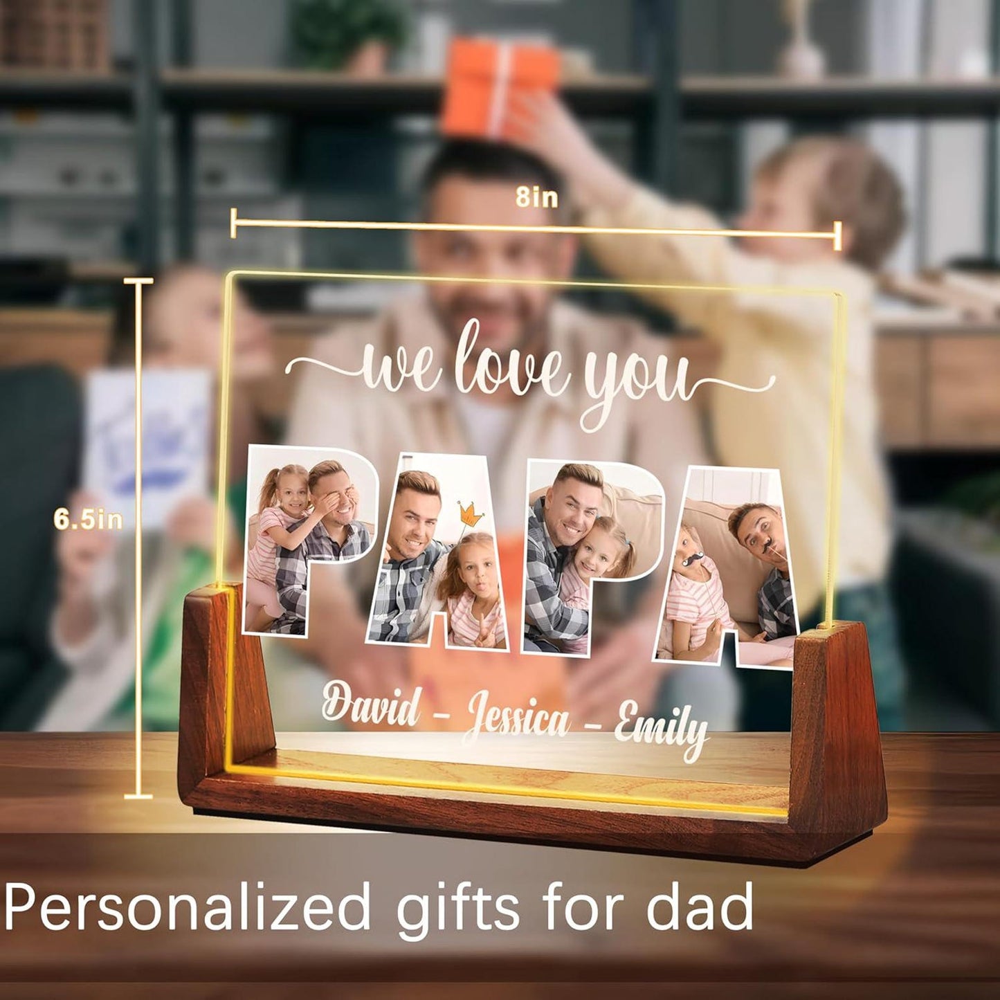 Personalized Dad Night Light, Custom Dad Photo Gift, Father's Day Gift, Gifts for Dad, Best Dad Ever Gifts, Gifts For Husband (DNL-40)