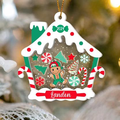 Personalized Gingerbread House Kids Ornament Custom First Christmas Kids Ornament 2024 - 4D Shake Kids Name Ornament
