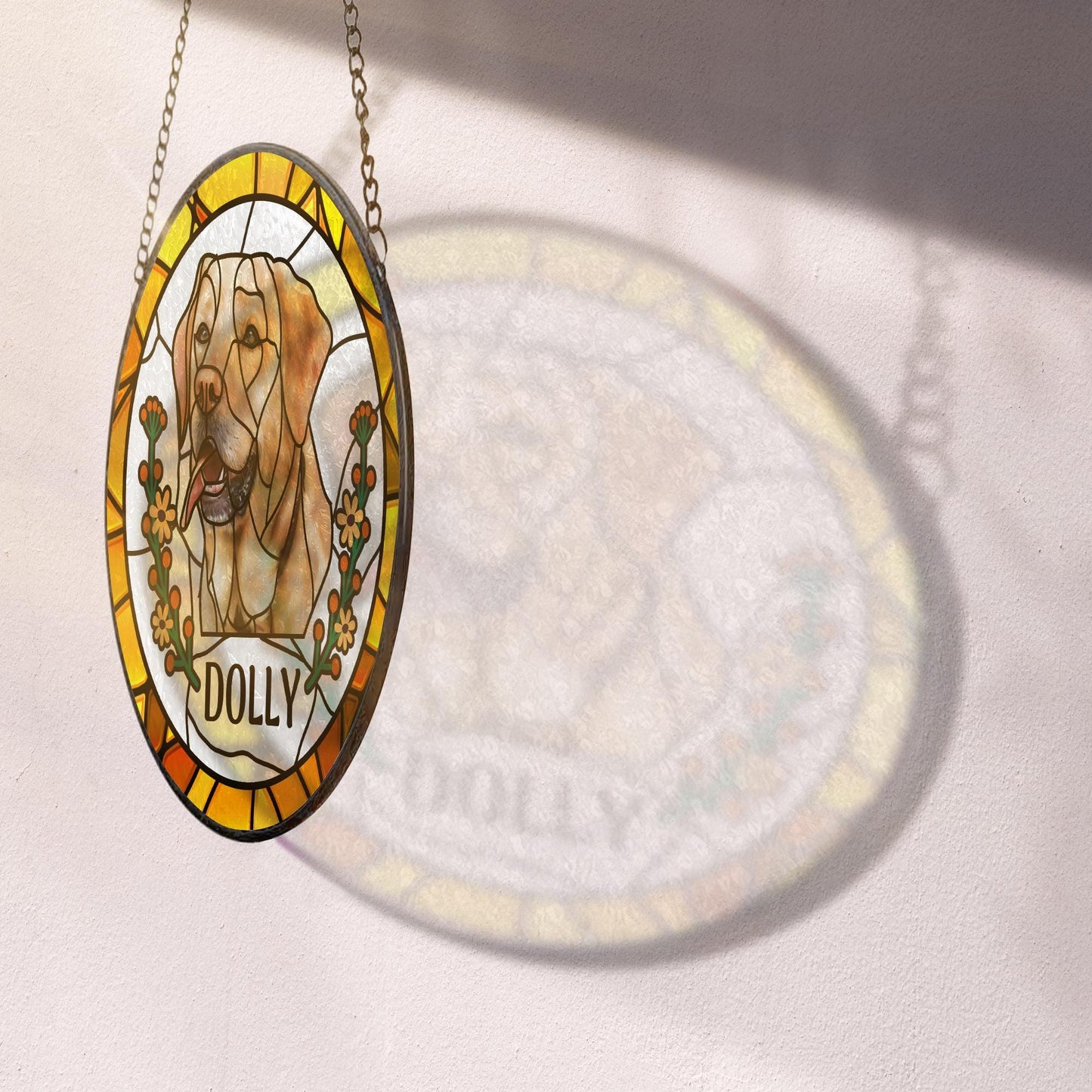 Custom Pet Portrait Stained Glass Suncatcher, Custom Dog Portrait From Photo, Stained Glass Dog Memorial, Stained Glass dog, Sympathy Gifts  (Sun-71)