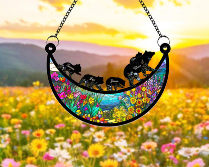 Custom Mama Bear Acrylic Suncatcher, Custom Bear Family Suncatcher, Mom Birthday Gift, Gift For Mom, Bear Gifts, Window Hanging Suncatcher, Mothers Day Gift (H-Sun-04)