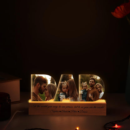 Personalized Dad Night Light with Photo Collage, Unique Gift for Father’s Day or Husband Birthday, Best Dad Gift from Daughter or Son (DNL-09)