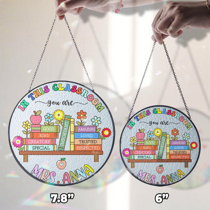 Custom Teacher Stained Glass Suncatcher, Back To School, Teacher Appreciation Gift From Student, Teacher Gift, Classroom Decor Windown Hanging (Sun-116)