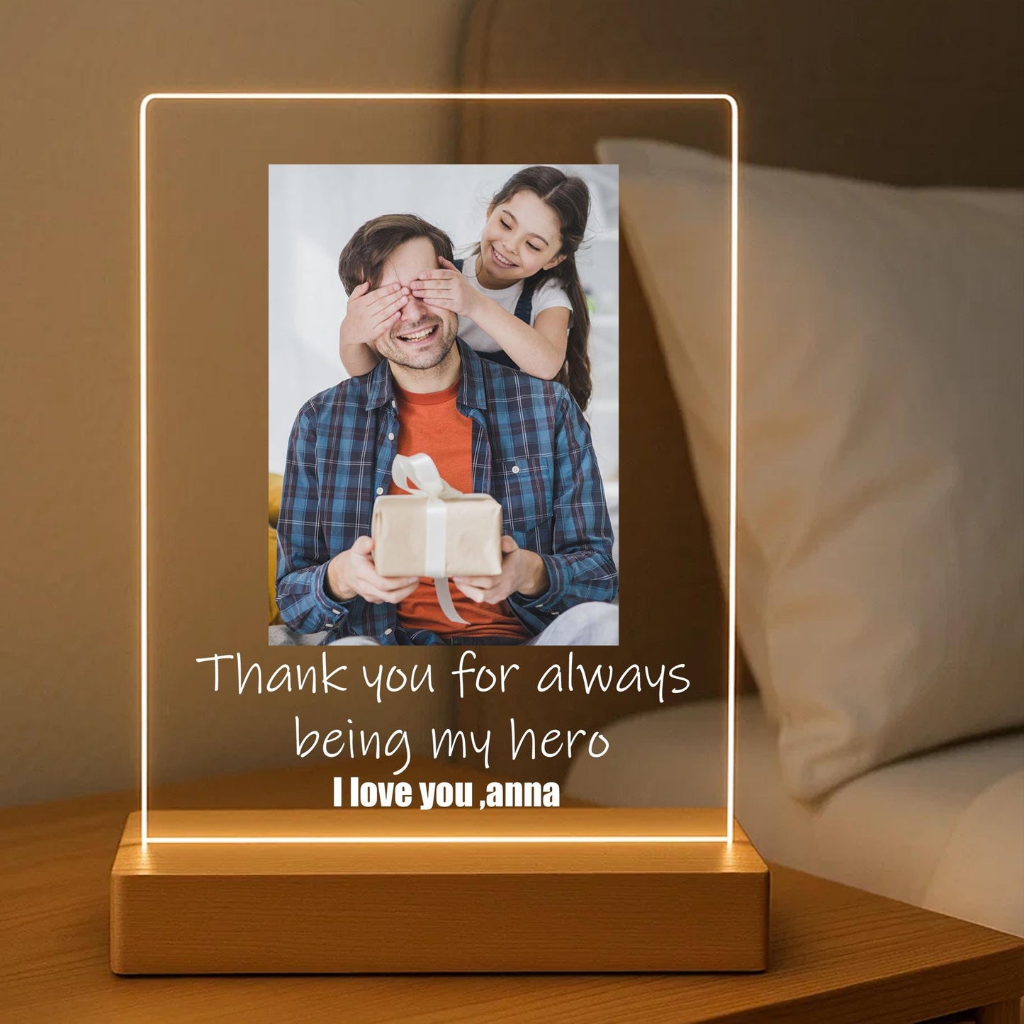 Custom Photo Dad Night Light, Personalized Photo Night Light, Gifts for Dad, Personalized Father’s Day Gift, Birthday Gift (DNL-21)