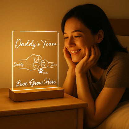 Personalized Dad Night Light, Custom Acrylic Lamp With Names, Birthday Gift For Dad, Unique Family Keepsake, Father’s Day Gift (DNL-20)