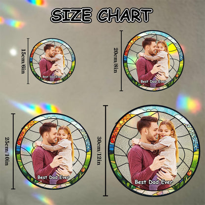 Personalized Dad Portrait Stained Glass Suncatcher, Dad and Kids Window Hanging, Father's Day Gifts, Gifts for Grandpa or Dad, New Dad Gifts (Sun-159)
