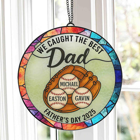 Personalized Dad Stained Glass Suncatcher, Fathers Day Gifts for Papa, Grandfa Gifts From Grandkids Gift, Dad Gift, Dad Birthday Gift Suncatcher (Sun-130)