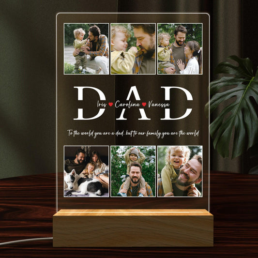 Personalized Dad Night Light with Custom Photo and Names – Acrylic Lamp Gift for Father’s Day or Birthday – Unique Gift from Kids or Grandchildren (DNL-06)