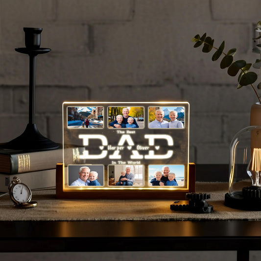 Personalized Dad Night Light, Custom Photo LED Desk Lamp, Father’s Day Gift from Son or Daughter, Thoughtful Dad Gift Idea (DNL-16)