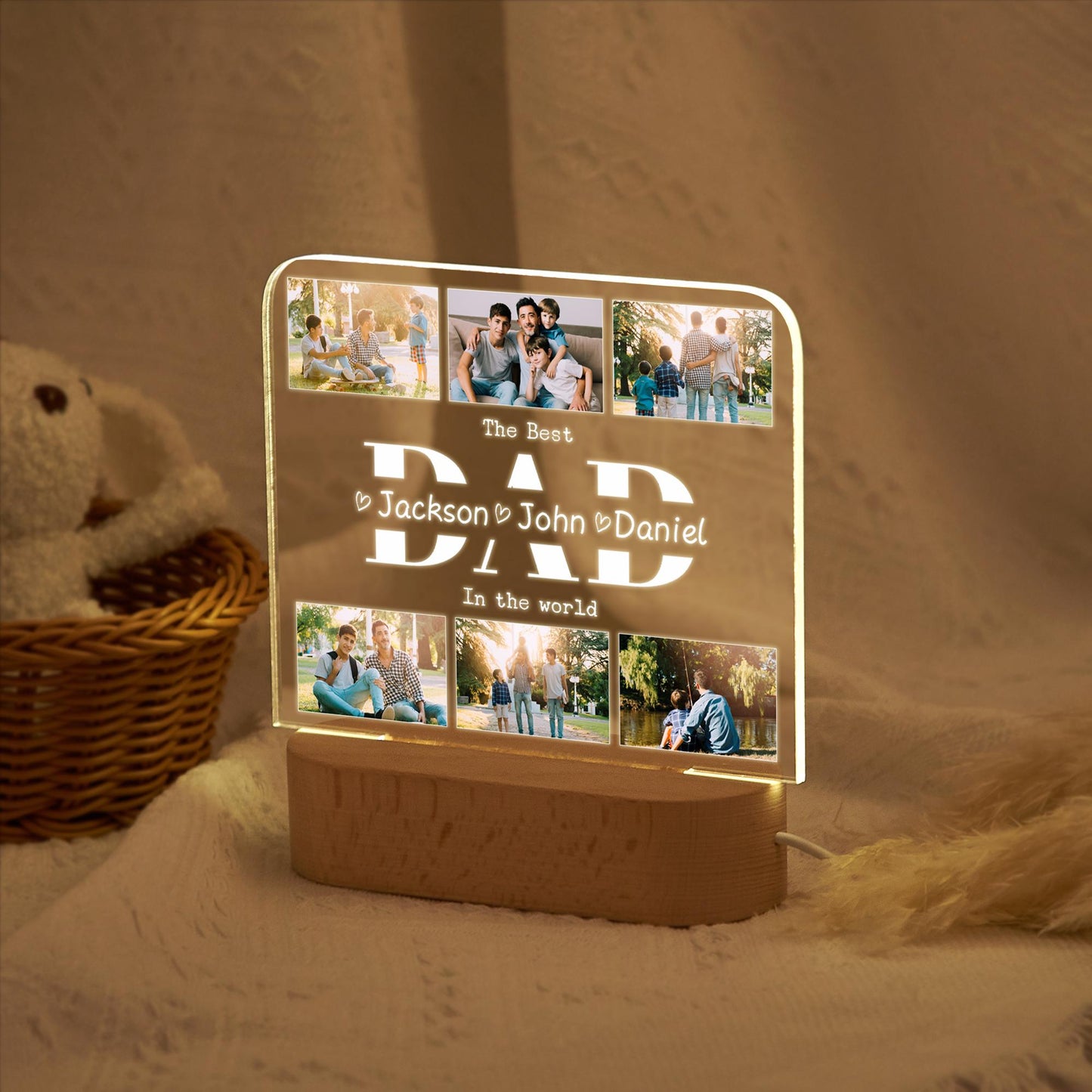 Personalized Dad Night Light, Gift for Dad,Best Dad Ever, Fathers Day Gift from Kids, Personalized Gift, Bedroom Night Light, Dad Birthday Gift (DNL-36)