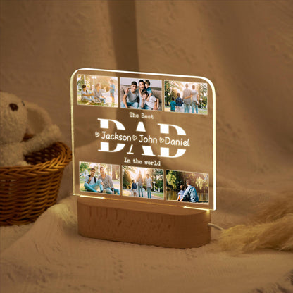 Personalized Dad Night Light, Gift for Dad,Best Dad Ever, Fathers Day Gift from Kids, Personalized Gift, Bedroom Night Light, Dad Birthday Gift (DNL-36)