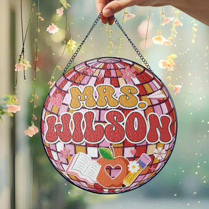 Custom Disco ball Stained Glass Suncatcher, Teacher Appreciation Gift From Student, Back To School, Teacher Gift, Window Hanging Classroom (Sun-163)