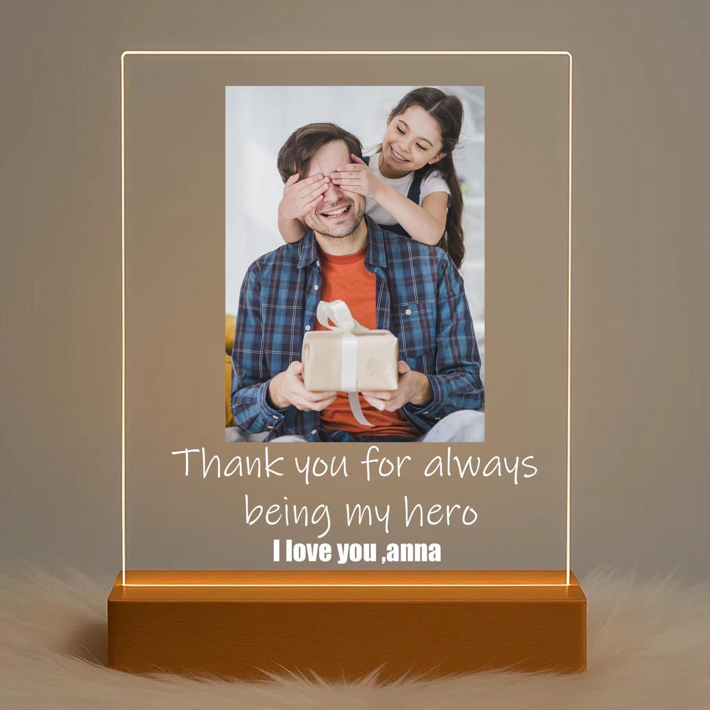 Custom Photo Dad Night Light, Personalized Photo Night Light, Gifts for Dad, Personalized Father’s Day Gift, Birthday Gift (DNL-21)