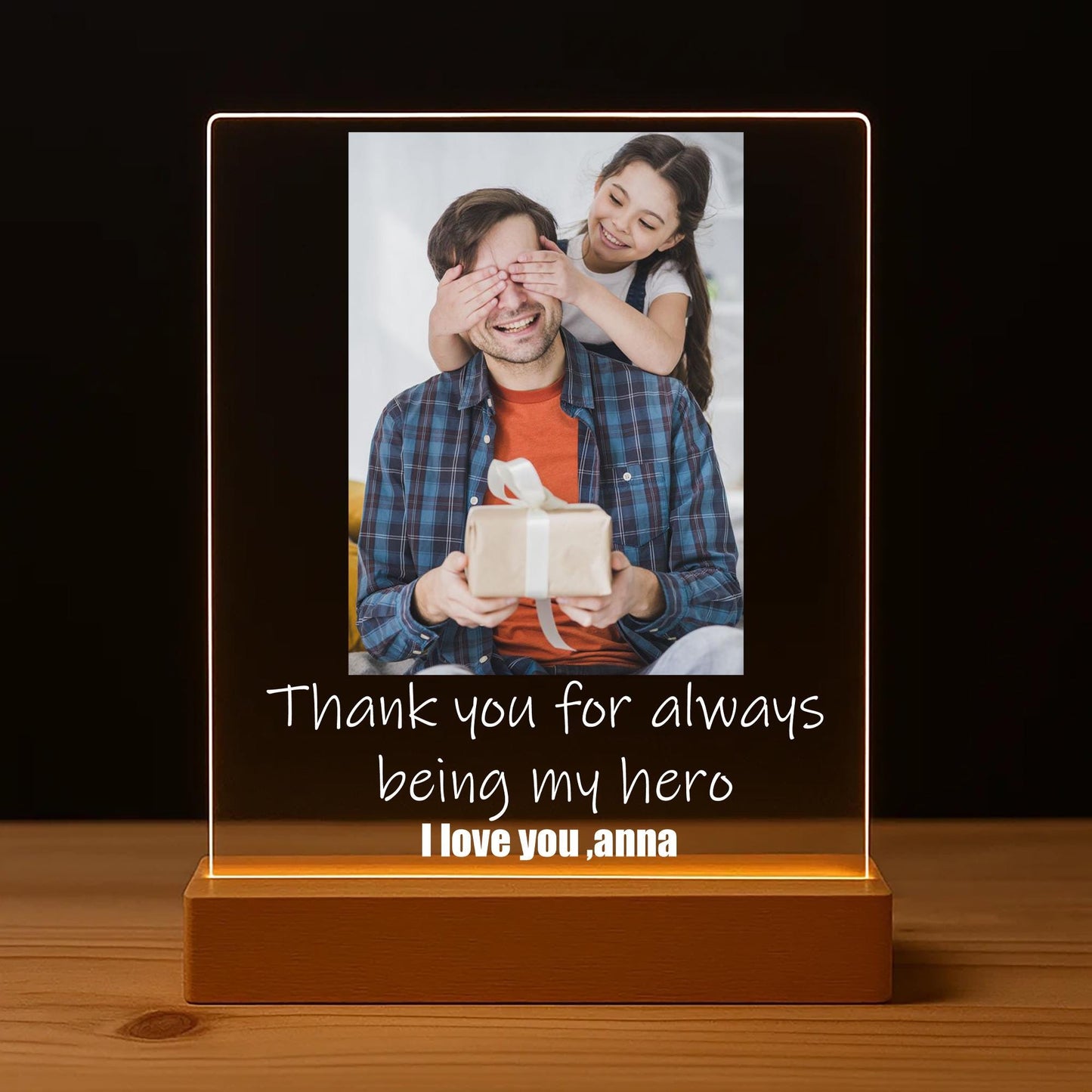 Custom Photo Dad Night Light, Personalized Photo Night Light, Gifts for Dad, Personalized Father’s Day Gift, Birthday Gift (DNL-21)